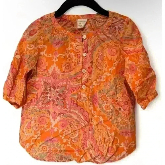 Crewcuts Girls' Paisley Tunic Top Size 3 Multicolor 3/4 Sleeve - Picture 1 of 3